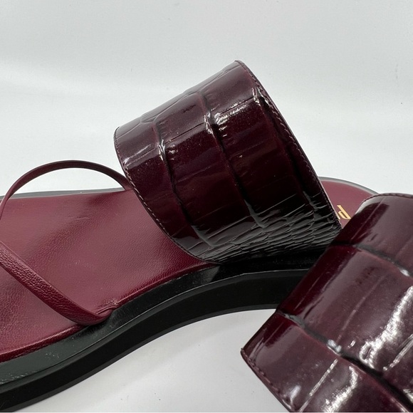 PARIS TEXAS Brooklyn Size 38 Croc Nappa Embossed Leather Toe Loop Sandals 8 - Picture 6 of 11